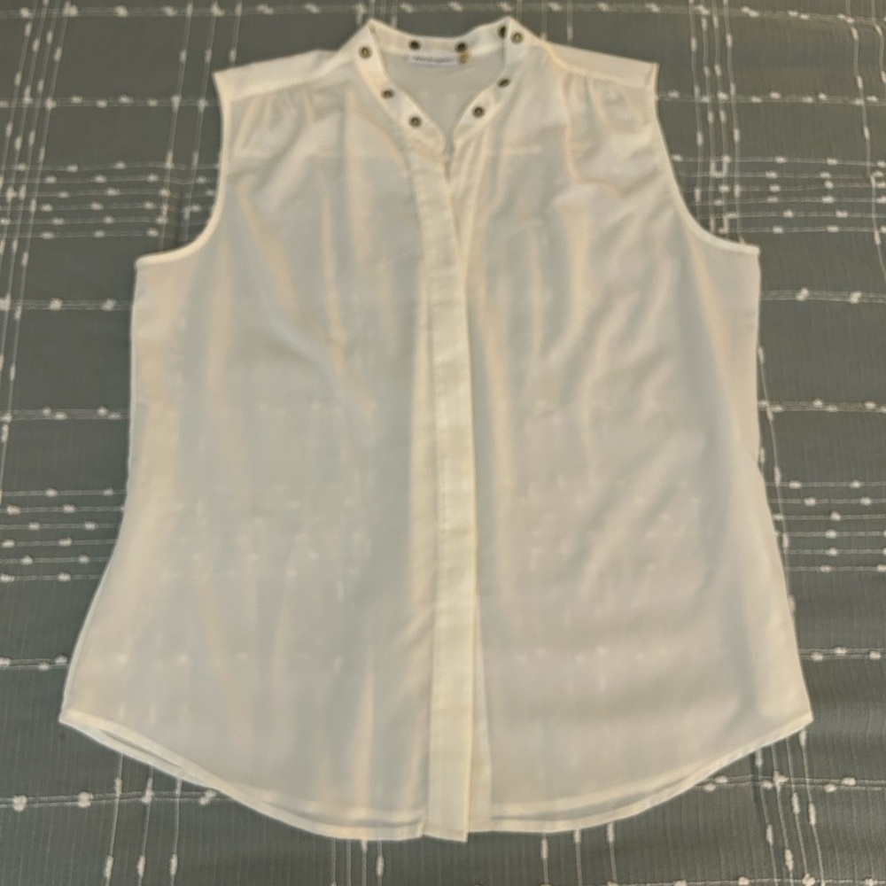 Patchington Sleeveless White sheer Top size XL